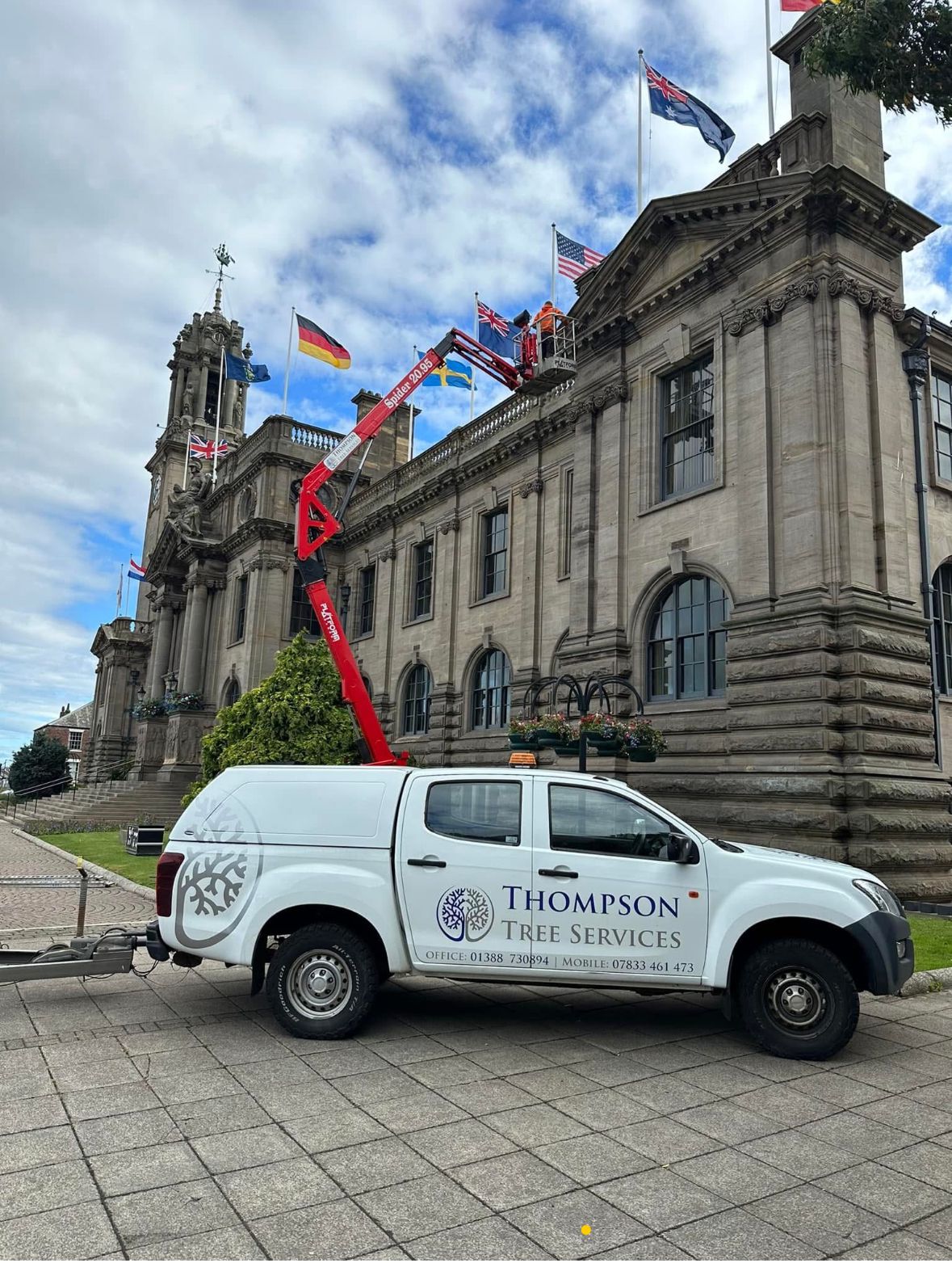MEWP being used to clear gutters from historic buildings